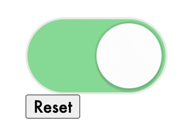 Clicking a toggle component, then a reset button which shows no animation on reset