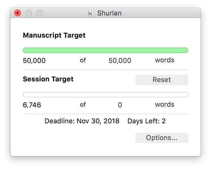 A word count showing I wrote 50,000 words