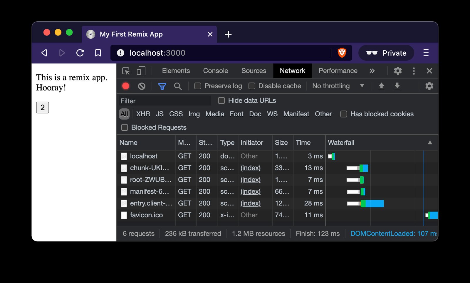 Network tab with scripts getting loaded
