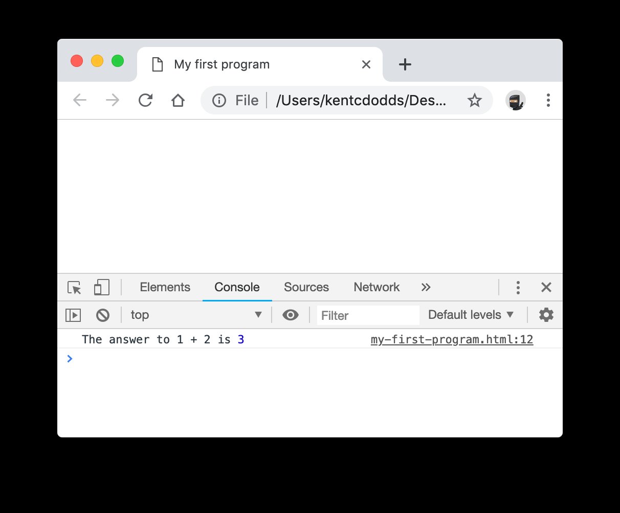 web page with something logged to the console