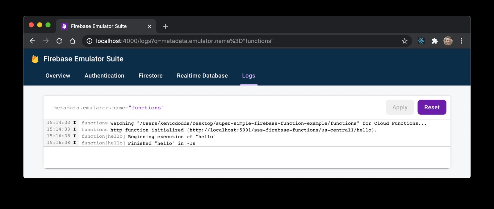 Function logs
