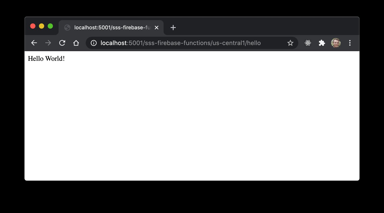 Browser saying "Hello World!"