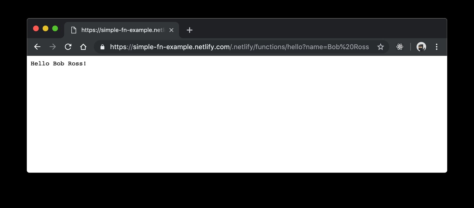 Function output saying Hello Bob Ross
