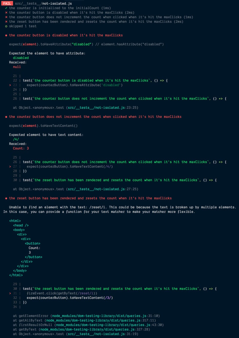 broken tests